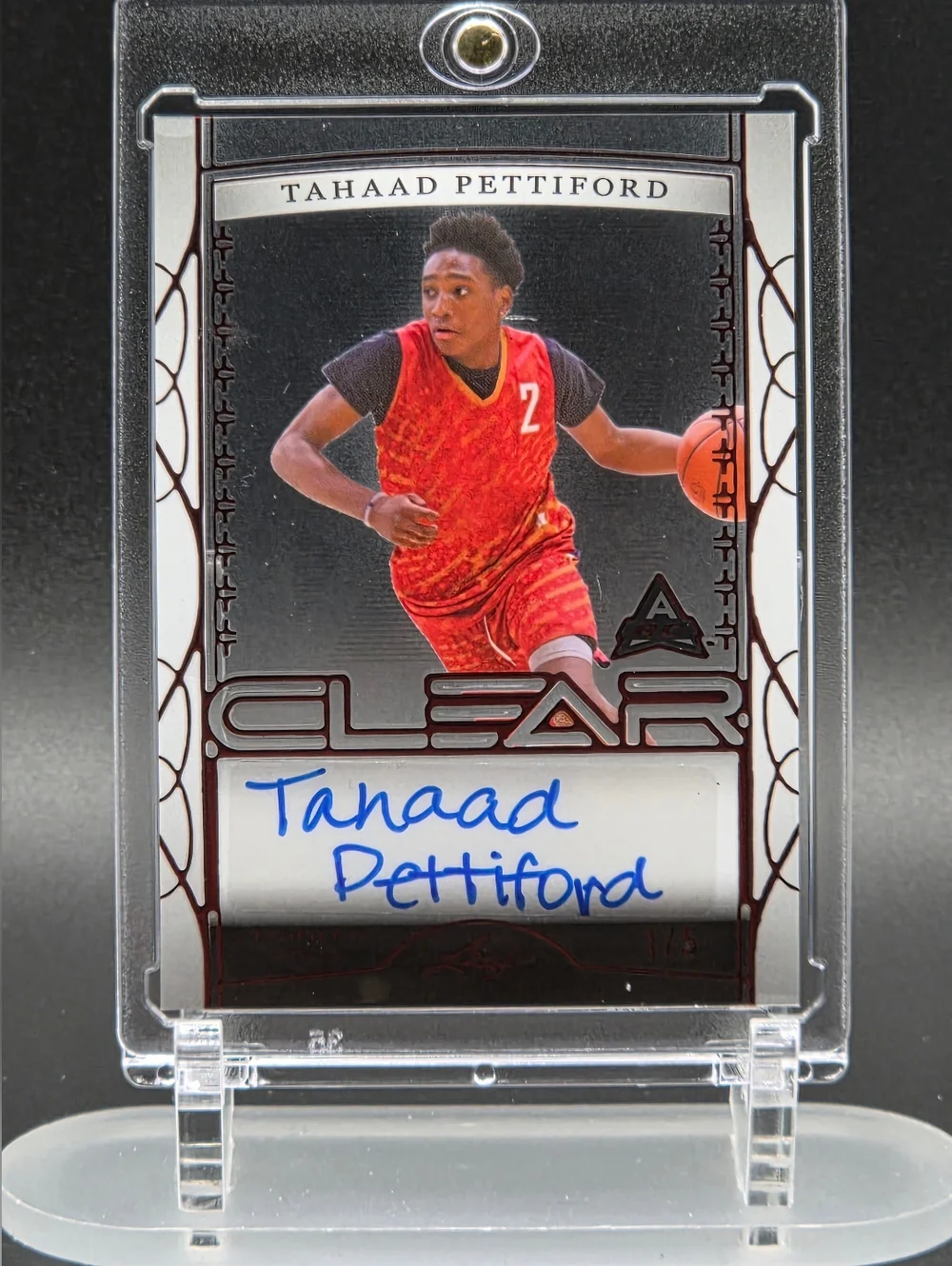 2022-23 Leaf Trinity -Tahaad Pettiford CLEAR Auto — 1/5 Short Print (Ultra Rare)